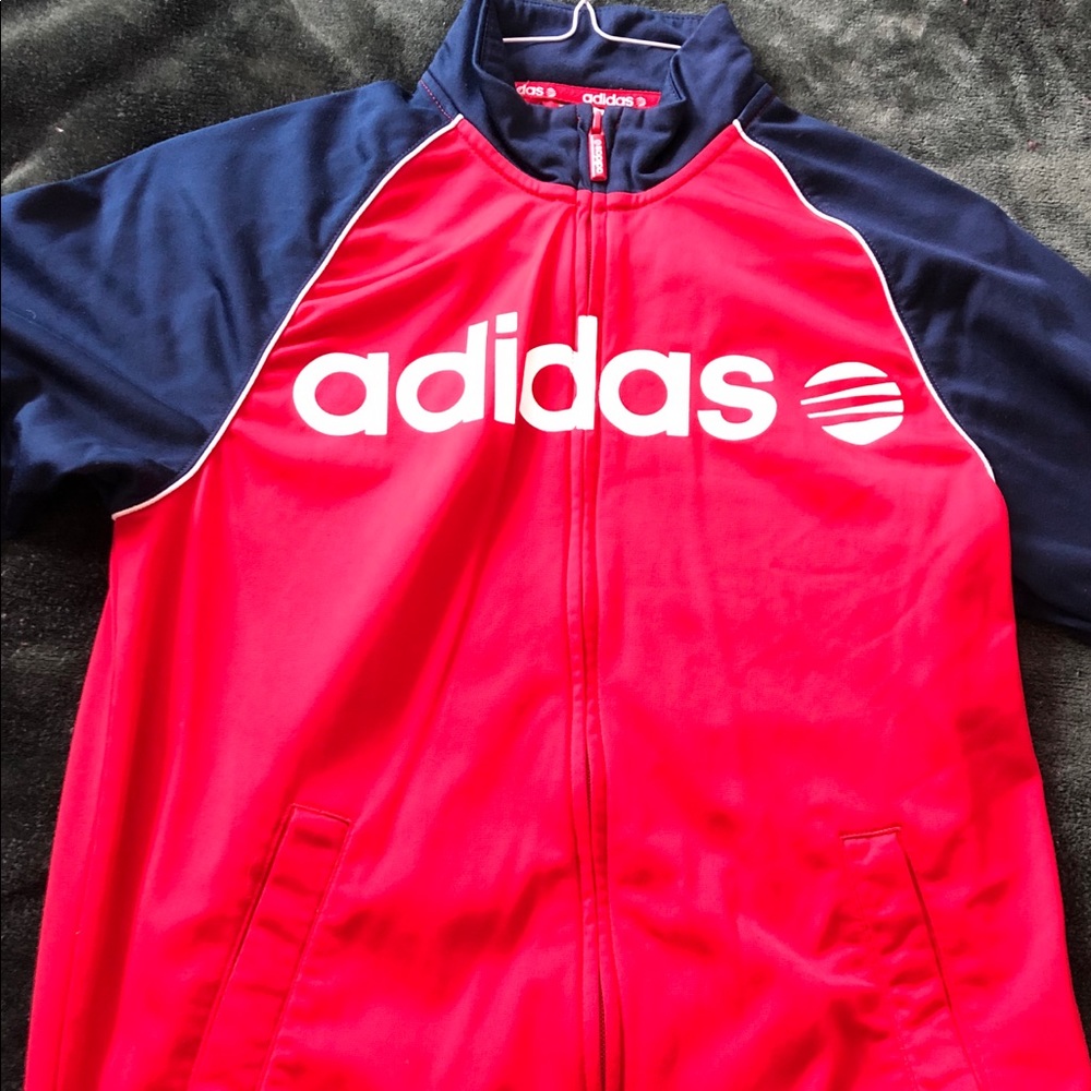 Red and Navy Adidas Zip Up